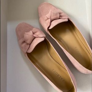 Talbots pink suede flats with bow. Size 8.5AA. Beautiful lightly worn.